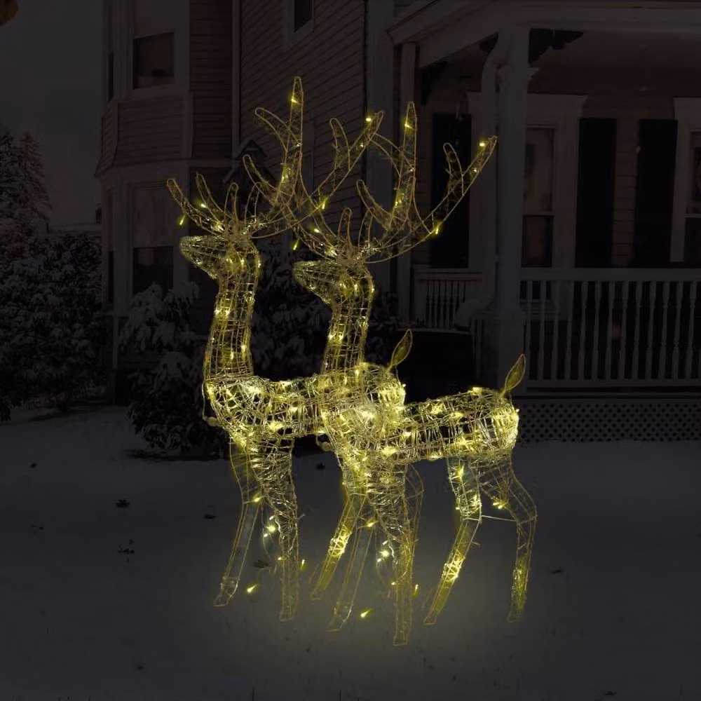 Berkfield Home Acrylic Reindeer Christmas Decorations, 2 Pack, White and Multicolour, Height: 120 cm – 2