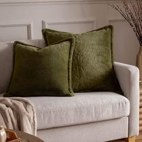 furn Kallu Faux Fur Square Cushion in Green, W/D/H: 45 x 45 x 45 cm – 4