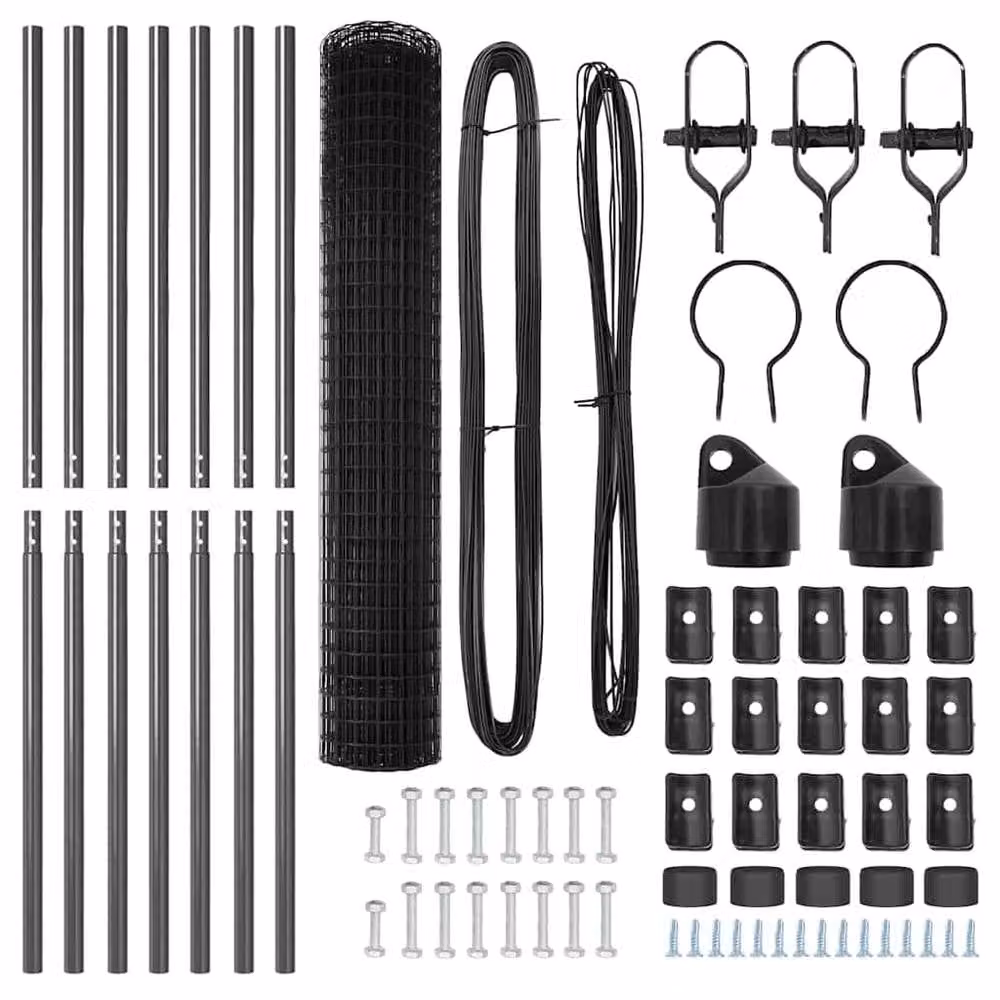 Berkfield Home Modern Euro Fence with 7 Posts, Galvanised Steel, Grey, W: 10 m, H: 1.6 m – 4