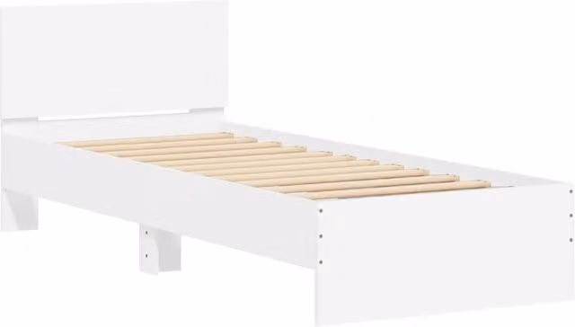 Berkfield Home Durable Single Bed Frame with LED Under-Bed Lighting in White, W/D/H: 90 x 190 cm – 1