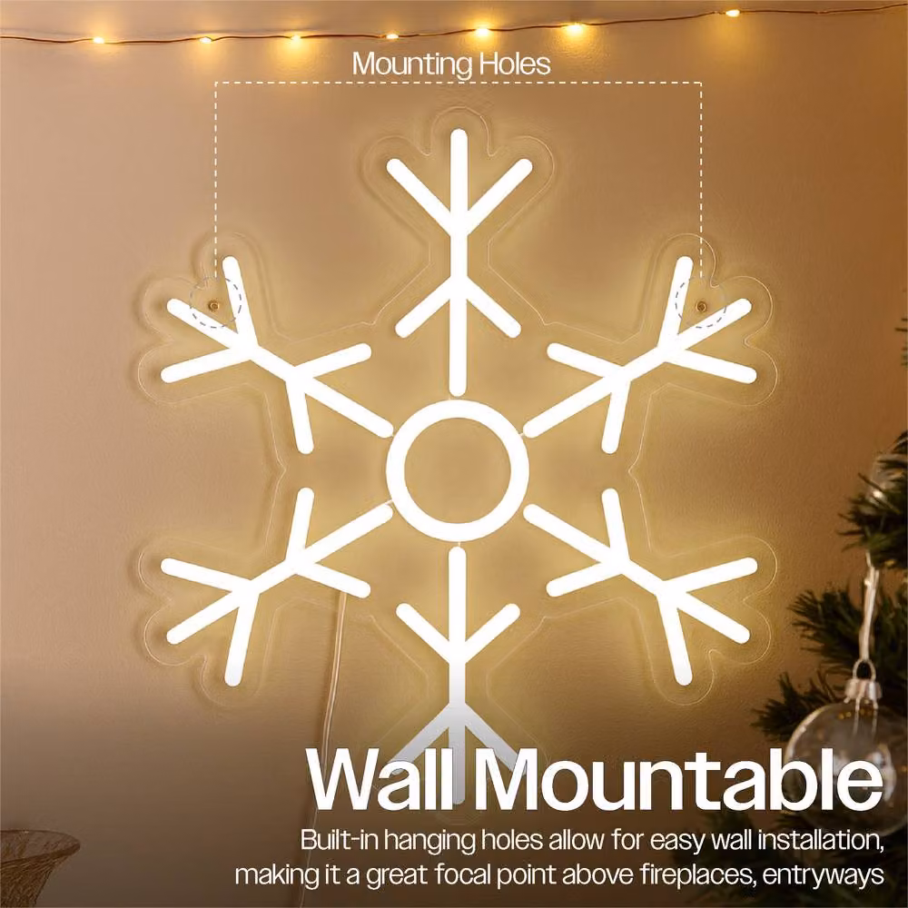 Xmas Haus Silhouette Neon LED Snowflake Light, White, W: 36 cm, H: 40 cm – 2