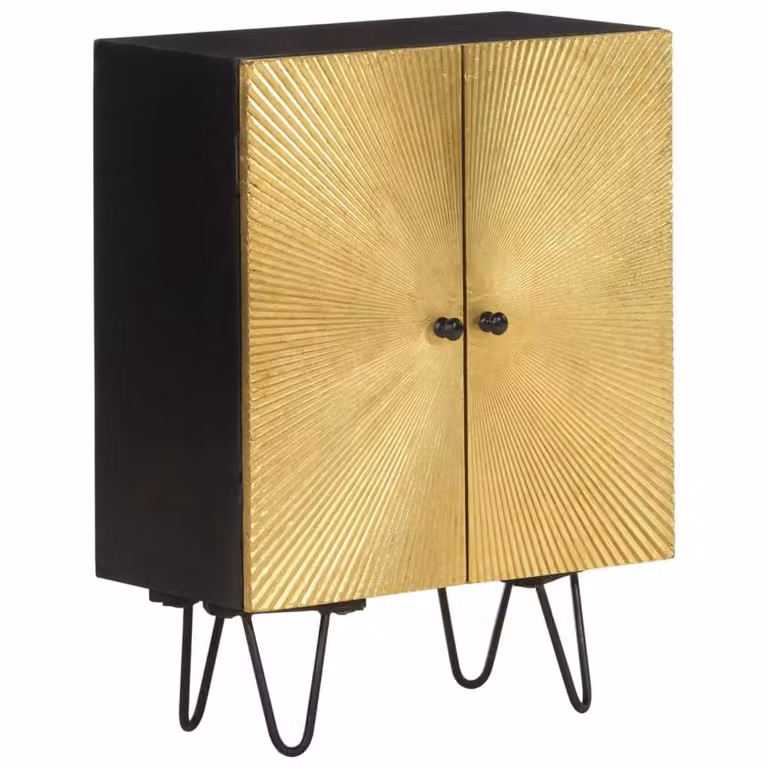 Berkfield Home Solid Mango Wood Sideboard in Gold, W/D/H: 55 x 30 x 75 cm