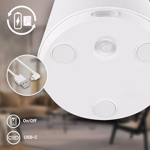 Briloner White Rechargeable LED Table Lamp, Dimmable Touch Control Mushroom Night Light, IP44 Waterproof Cordless Outdoor and Indoor Lamp, H 28 cm x W 16 cm x D 16 cm – 7
