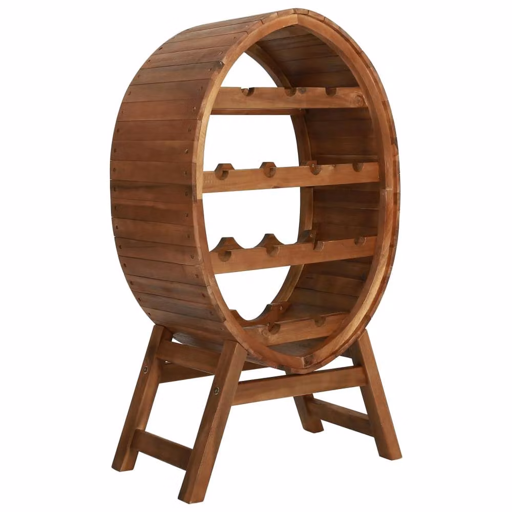 Berkfield Home Rustic 13-Bottle Wine Rack in Brown Oiled Solid Acacia Wood – 2