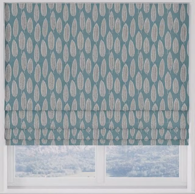 Terrys Made to Measure Blackout Roman Blind in Petrol Blue Floral Polyester