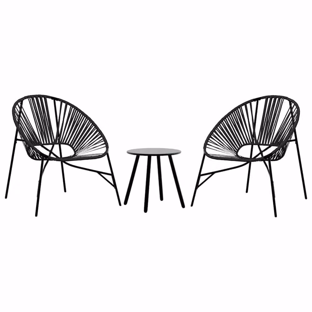 Berkfield Home Beautiful Garden Chair Set of 3 in Black Poly Rattan with Metal Frame – 1