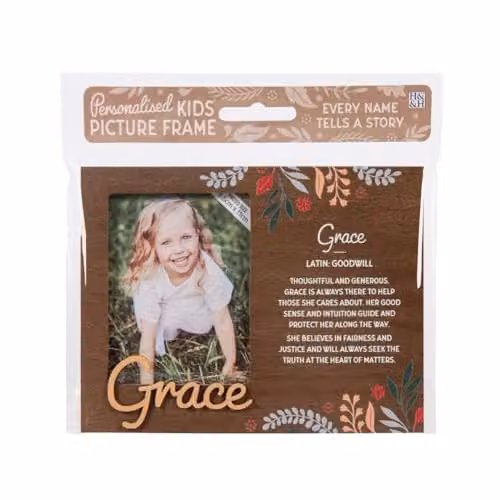History & Heraldry Grace Pre-personalised Child's Picture Frame, Brown, W: 11 cm, H: 8.5 cm – 1