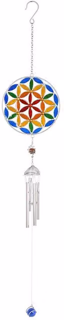 KDMK Geometric Flower of Life Glass Hanging Windchime in Blue