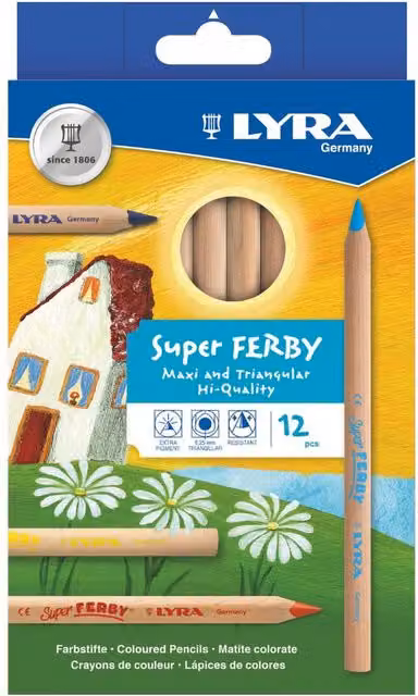 Lyra Super Ferby Nature Multicolour Wood Pencil Set, 12 Piece