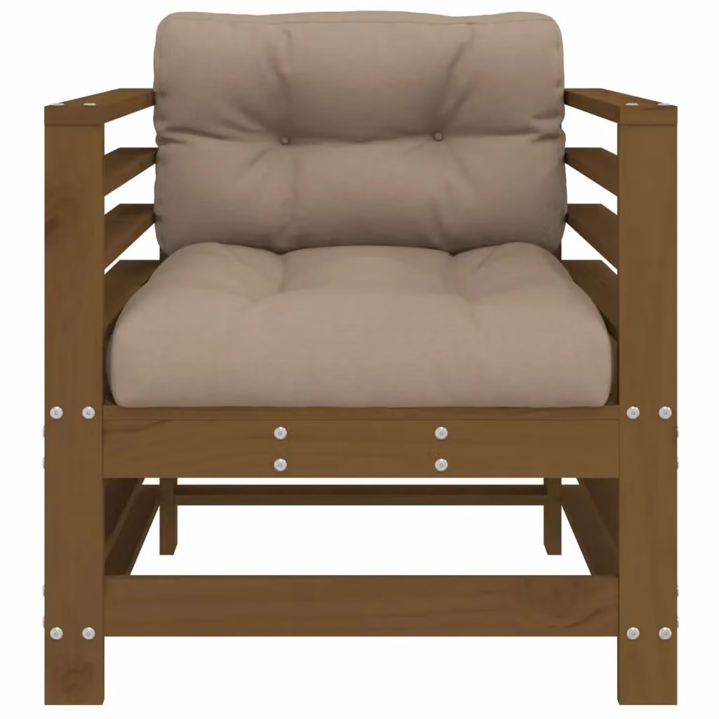 Berkfield Home Set of 2 Rustic Garden Chairs with Cushions in Brown Solid Pine Wood – 4