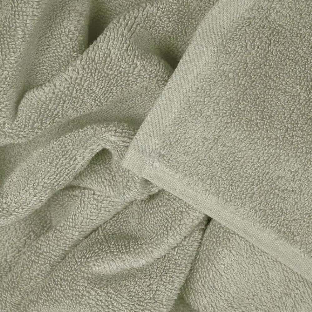 Allure Bath Fashions Pack of 2 Fluffy Cotton Hand Towels with Border in Green, W/H: 50 x 85 cm – 2