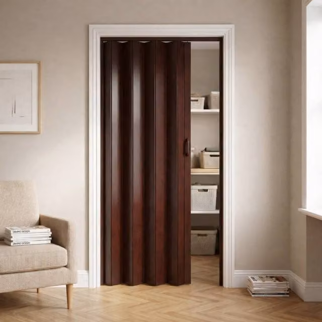 Novecrafto PVC Folding Door with Magnetic Closure in Dark Brown, W: 82 cm, H: 203 cm – 1