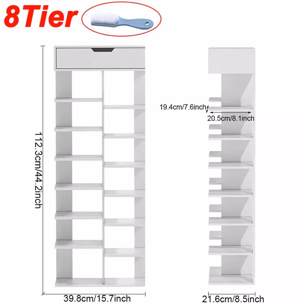 SPETLEK 8 Tier Shoe Storage Rack Standing Cabinet in Warm White – 2