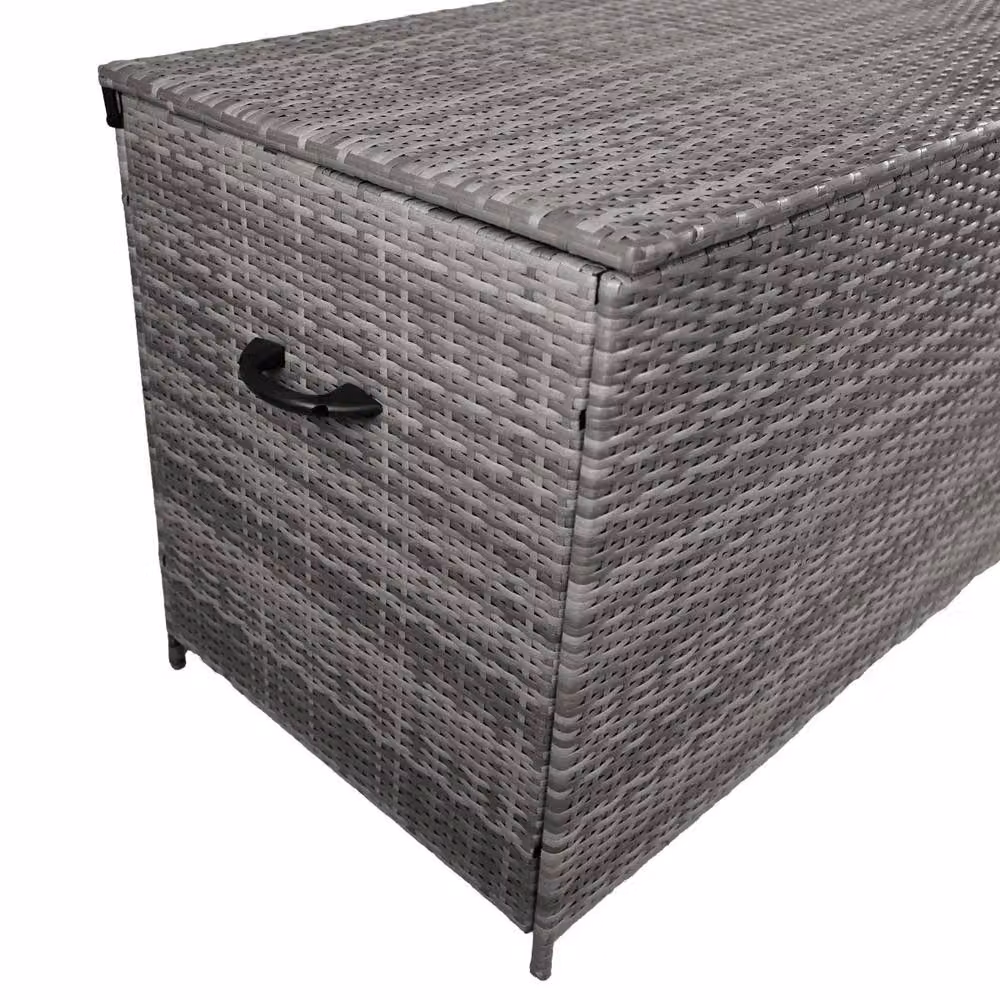Monstershop Rattan Storage Box in Grey with Soft-Close Lid and Castors, 582L – 5