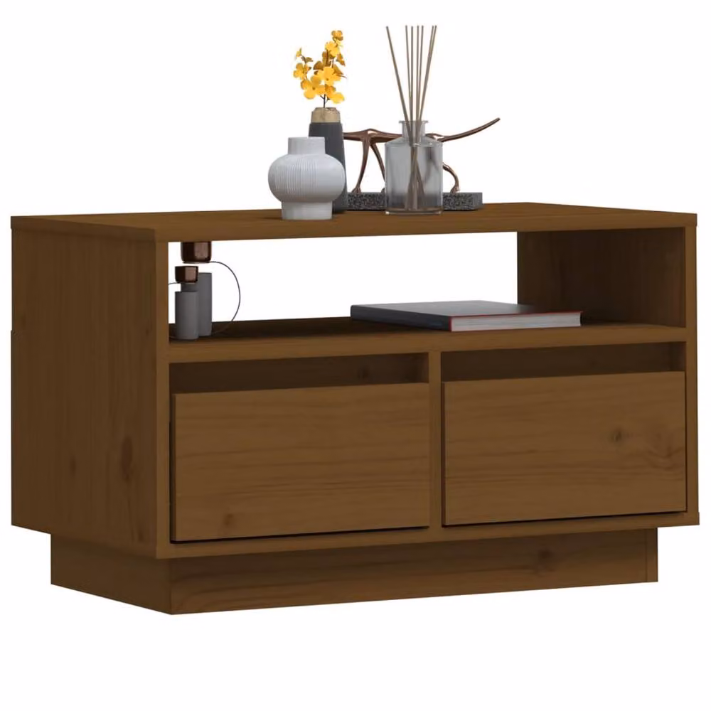 Berkfield Home Modern TV Cabinet in Honey Brown Solid Pine, W/D/H: 60 x 35 x 37 cm – 3