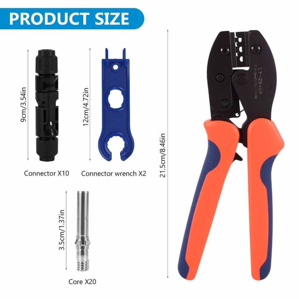 FLAVORA MC4 Solar Crimping Tool Kit with 10 Pairs of Connectors, Red – 2