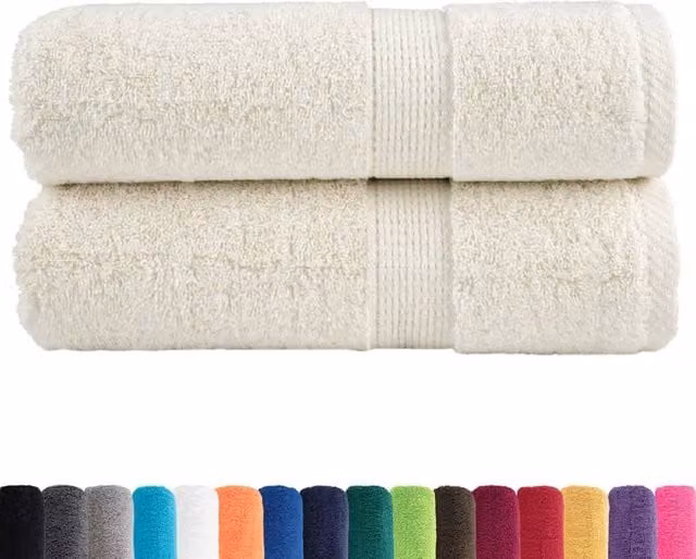 Berkfield Home SOLUND Premium Cotton Terry Guest Towels, 2 Pack, Beige, W: 30 cm, H: 50 cm, 600 gsm – 1