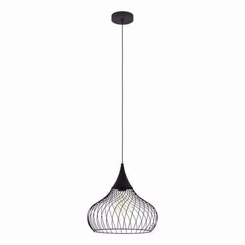 Eglo Staverton Industrial Mesh Pendant Light, Black, H 110 x W 36.5 x D 36.5 cm