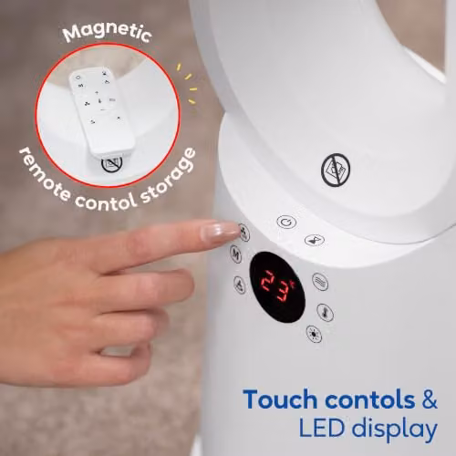 Russell Hobbs RHBHC2030W Bladeless Electric Fan Heater and Cooling Fan, 2000W, White – 8