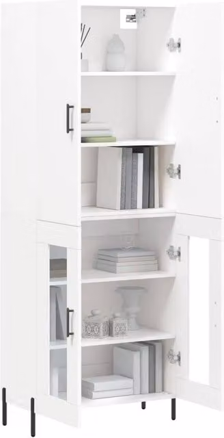 Berkfield Home Modern White Matt Highboard with Hinged Doors and Internal Shelves, W/D/H: 69.5 x 34 x 180 cm