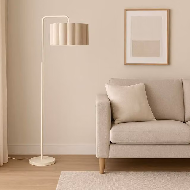 CGC Lighting Kyra Modern Angled Floor Lamp in White with Fabric Lampshade