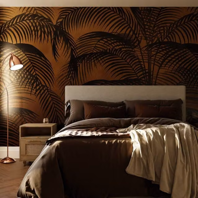 Superfresco Easy Palm Silhouette Sunset Mural in Orange, W: 300 cm, H: 280 cm – 1