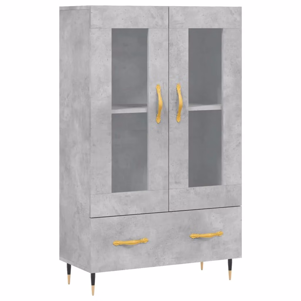 Berkfield Home Modern Highboard in Concrete Grey with Glass Doors, W/D/H: 69.5 x 31 x 115 cm – 2