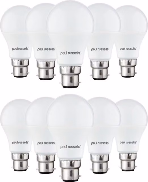 Paul Russells 60W LED Globe Bulb, B22, 6500K Daylight Cool White, Pack of 10