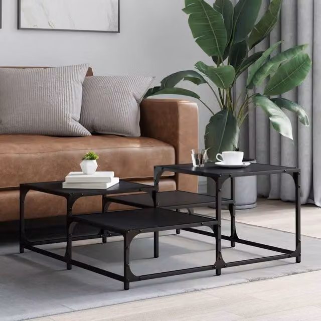 Berkfield Home Square Coffee Table in Black, W/D/H: 87.5 x 87.5 x 40 cm – 1