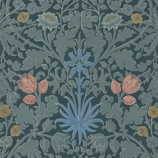 House of Hackney Hyacinth Novellus Euphorbia Botanical Floral Art Nouveau Wallpaper in Multicolour