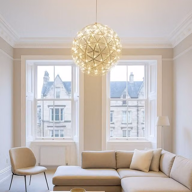 CGC Lighting Fawkes Starburst Chandelier in Chrome Silver with Warm White LED Effect, Diameter: 80 cm