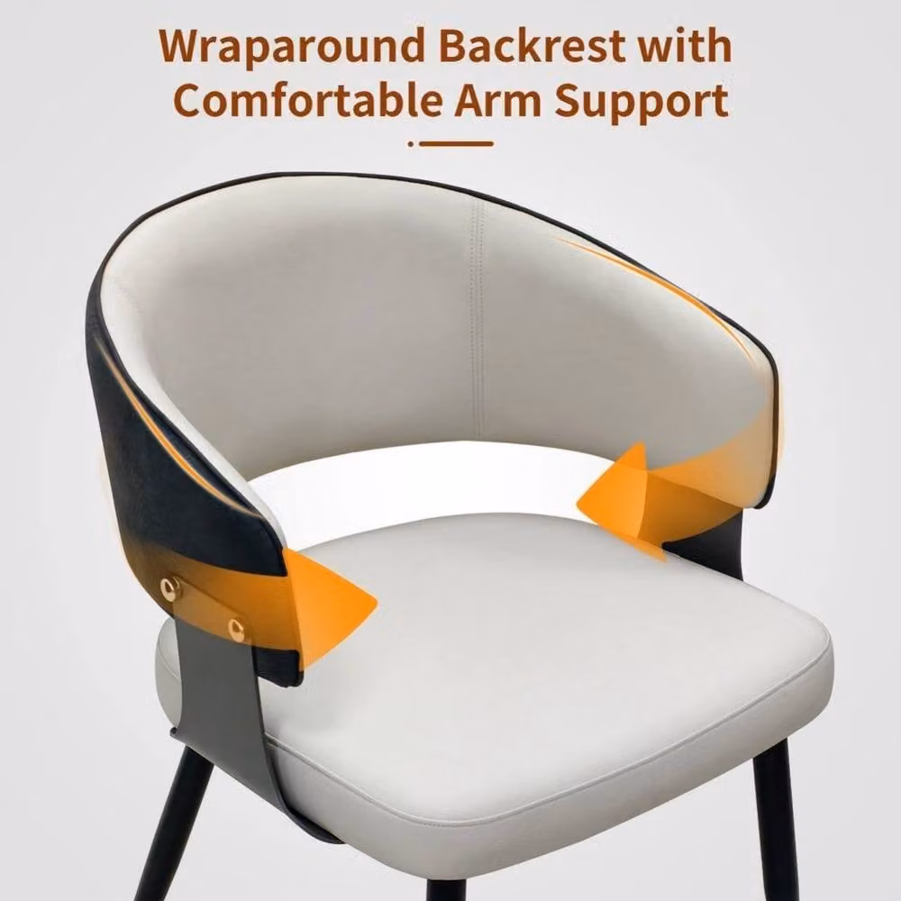 PAWNORA Set of 2 Modern Upholstered Accent Chairs in Black and Beige with Armrests – 3