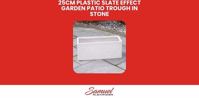 Samuel Alexander Plastic Slate Effect Garden Planter Trough in Grey and Beige, W: 60 cm, D: 25 cm, H: 25.5 cm – 2