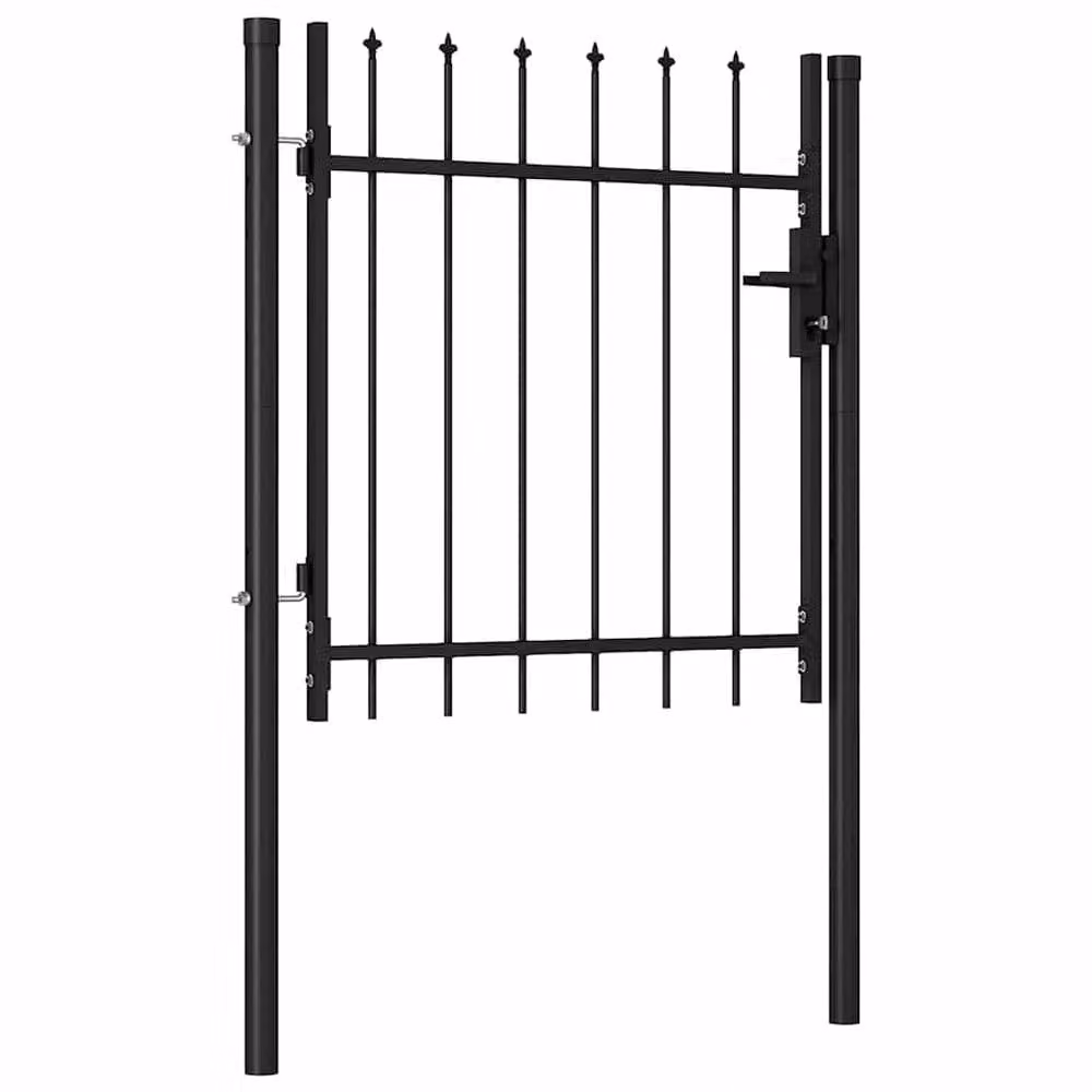 Berkfield Home Durable Steel Single Door Fence Gate with Spike Top, Black, W: 100 cm, H: 150 cm – 3