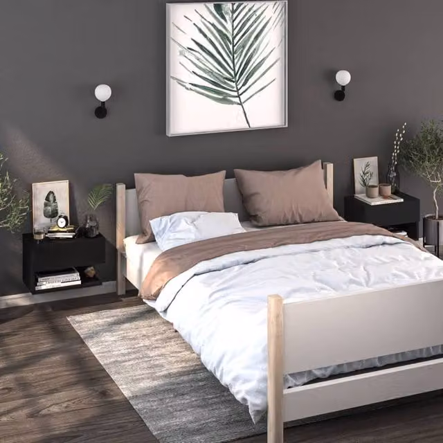 Berkfield Home Wall-mounted Bedside Cabinet in Black, W/D/H: 29.5 x 30.0 x 46.0 cm – 1