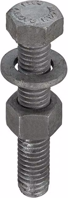 Unifix Galvanised Steel M16 x 70mm Hex Bolt, Nut and Washer Set, Grade 8.8, Grey