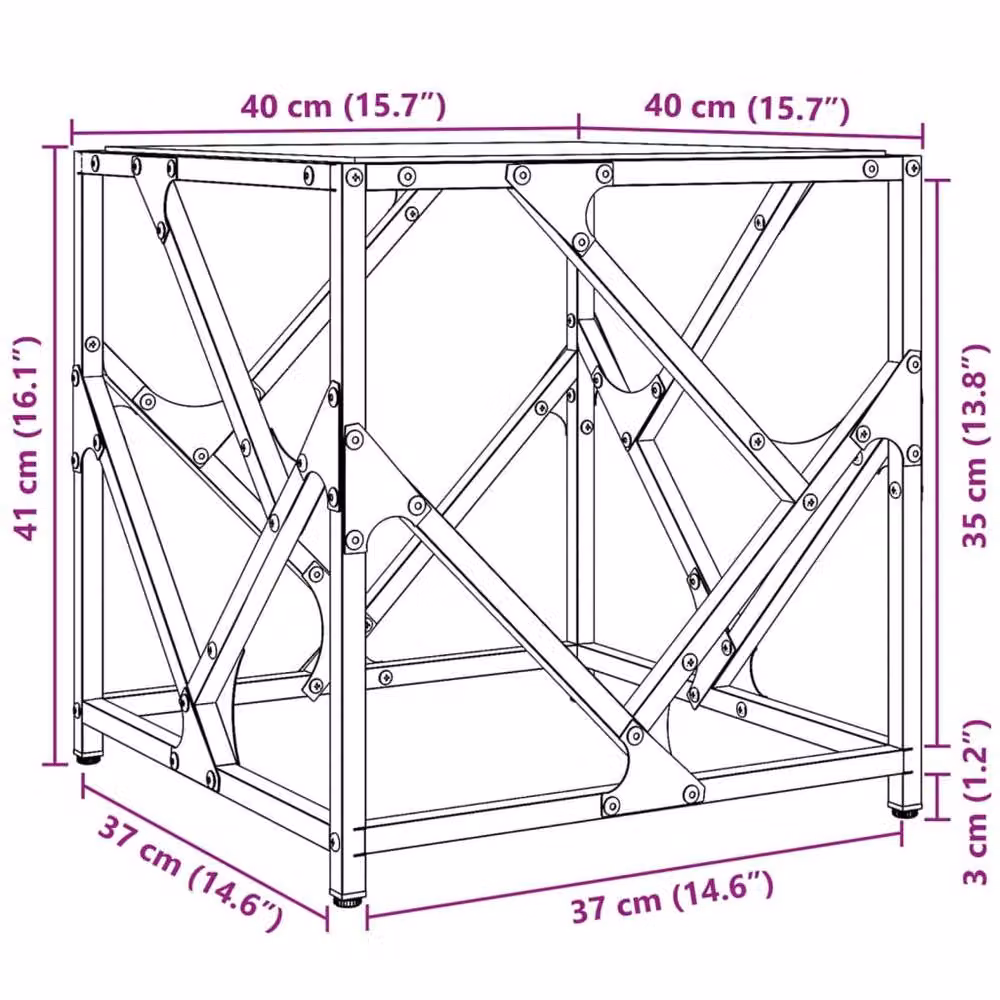 Berkfield Home Modern Square Coffee Table with Transparent Glass Top and Steel X-Frame, W/D/H: 40 x 40 x 41 cm – 3
