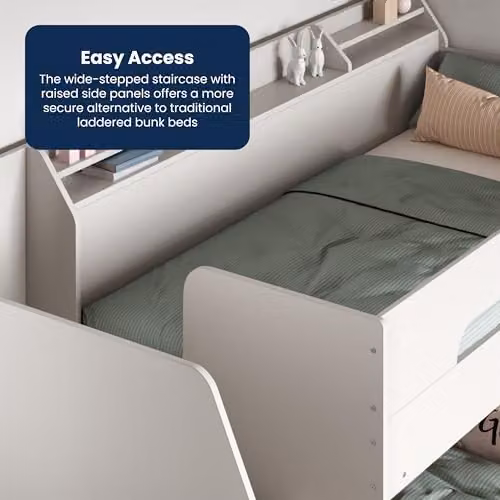 Flair Slick Staircase Triple Bunk Bed with Storage in White – 3