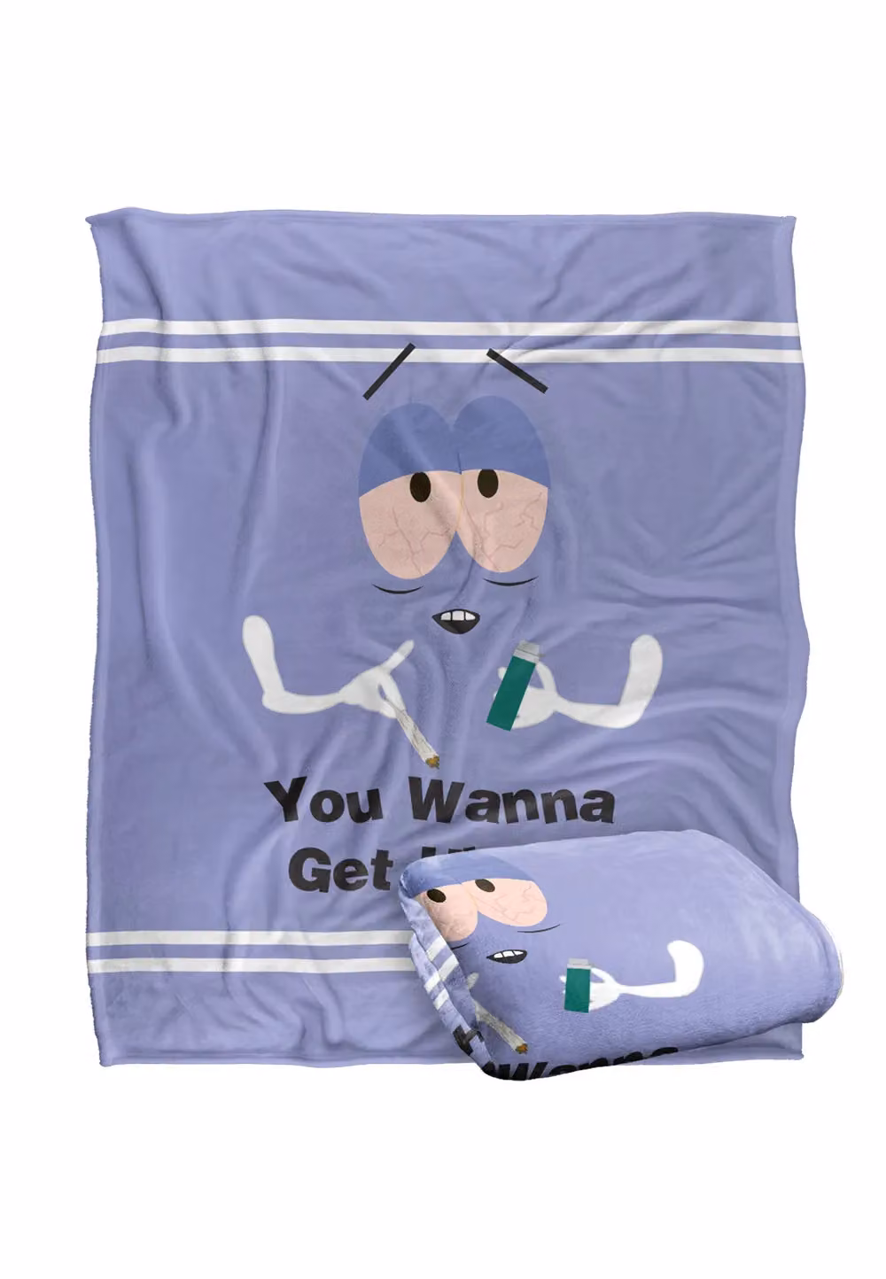 South Park Towelie Wanna Get High Super Soft Fluffy Throw Blanket, White, W/D: 152 x 127 cm – 2