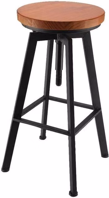 Havendro Vintage Brown Wood and Metal Bar Stool