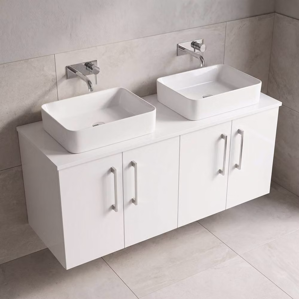 Balterley Level 1200mm Wall Hung 4 Door Vanity Unit with Worktop in Gloss White – 2