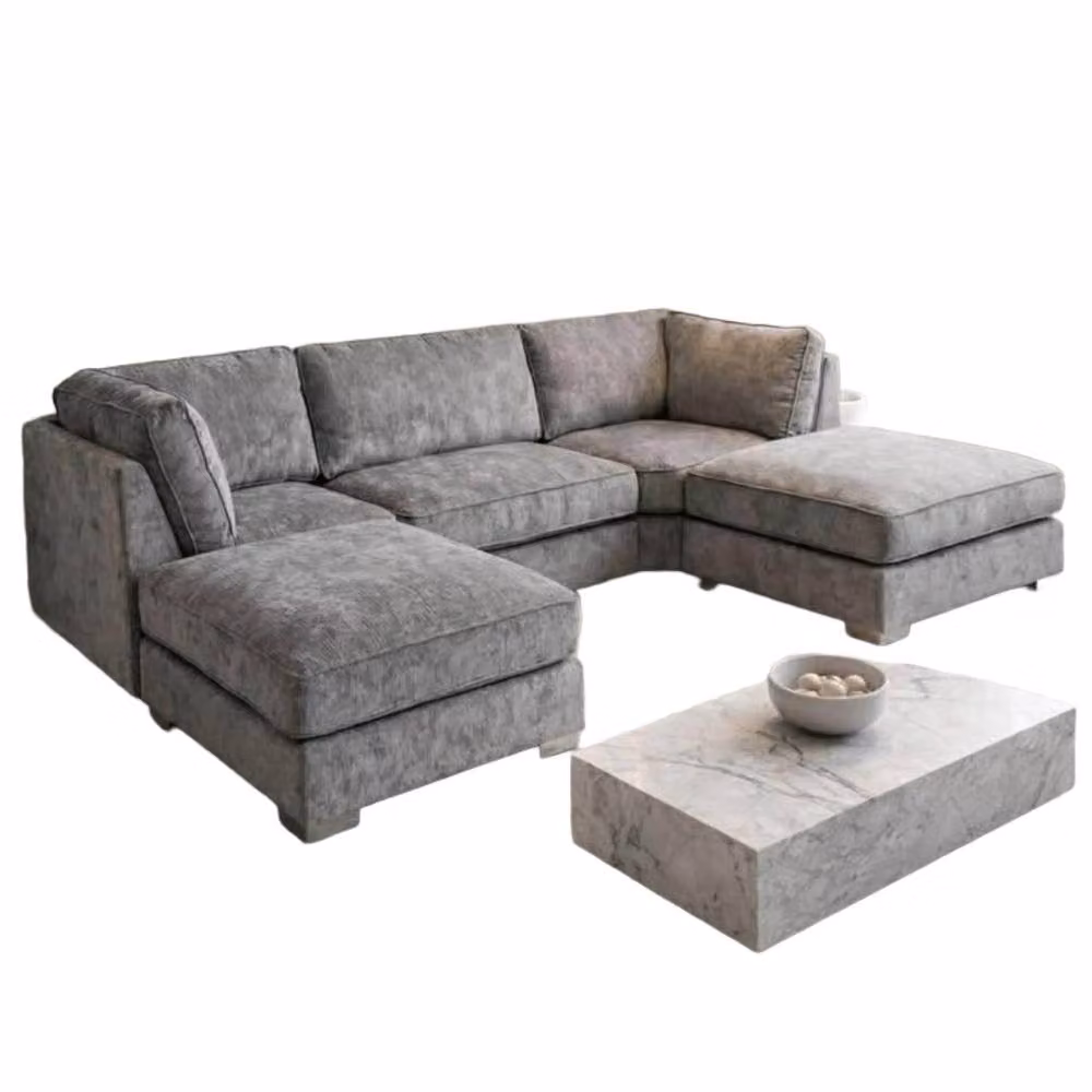 Home & Love Bishop U Shape Cinema Corner Sofa in Alaska Truffle Grey – 2