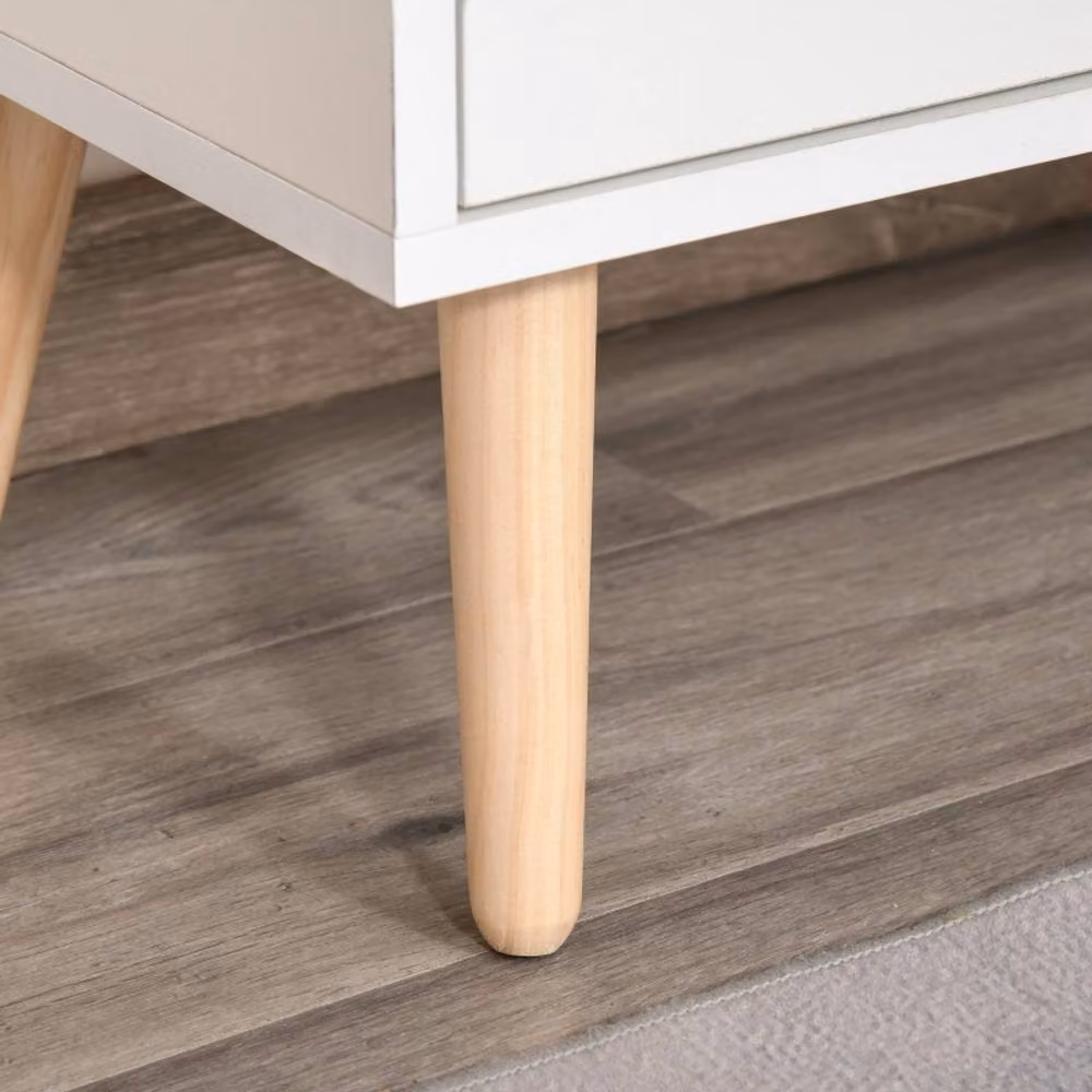 STILVORA Scandinavian Style Sideboard Storage Cabinet with Drawer in Brown and White – 4