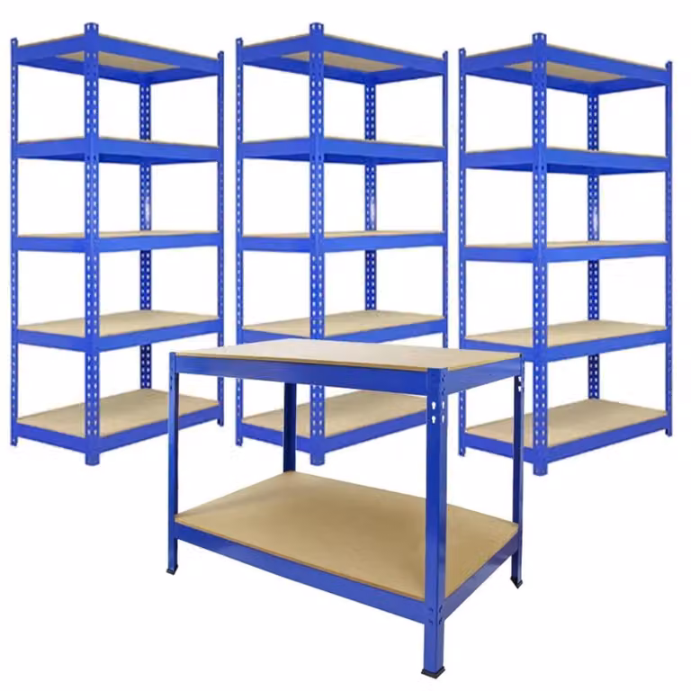 Monstershop Q-Rax Blue Steel Metal Racking Units and Workbench Set