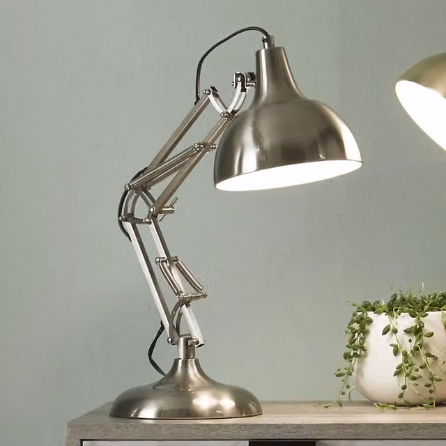 Pacific Lifestyle Adjustable LED Metal Desk Lamp in Silver and Grey