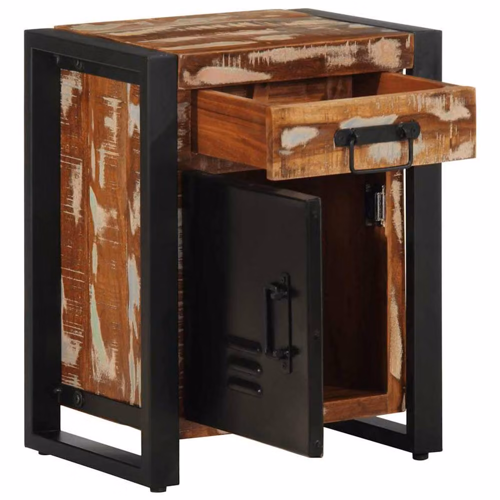 Berkfield Home Set of 2 Rustic Mango Wood Bedside Cabinets in Multicolour – 3