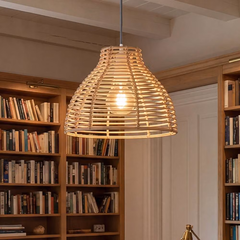 Emitto Set of 2 Wicker Basket Style Pendant Ceiling Light Shades in Beige – 2
