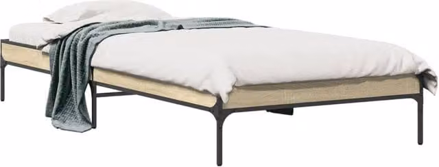 Berkfield Home Sonoma Oak Bed Frame in Light Brown, W: 100 cm, L: 200 cm