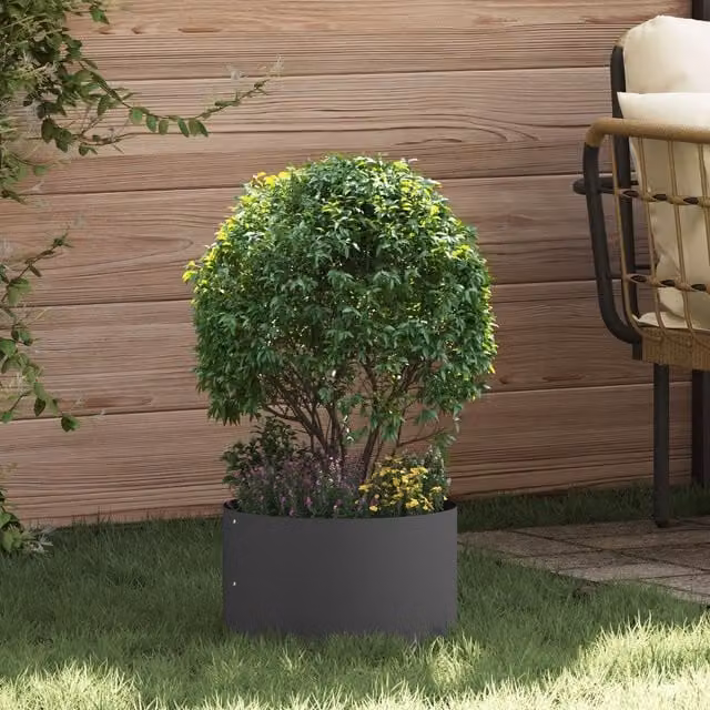 Berkfield Home Black Metal Planter Tub, W/D/H: 30 x 30 x 20 cm