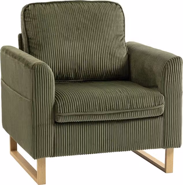 HOMCOM Modern Industrial Accent Chair with Spring Core and Armrests in Dark Green